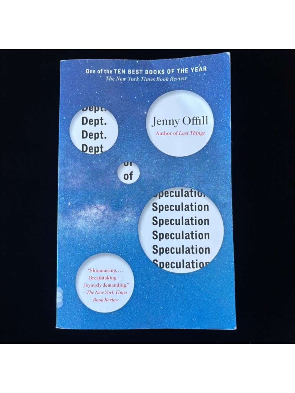 Dept of Speculation Book Jenny Offill Paperback Contemporary Fiction Novel